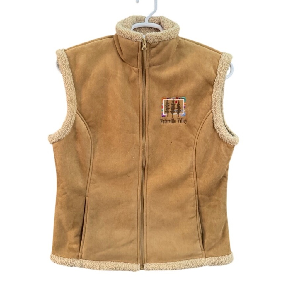 Polar Premium Collection Tan Faux Suede Sherpa Lined Vest Waterville Valley L